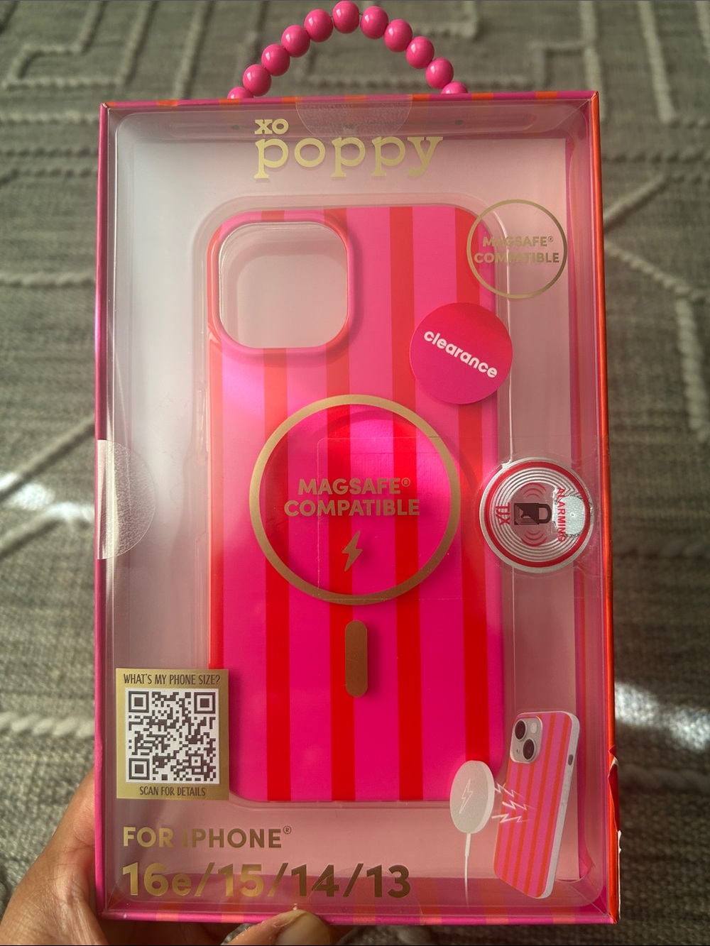 NWT XO Poppy Lightweight IPhone Case, MagSafe Compatible for iPhone 16e/15/14/13